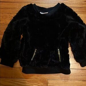 Black Fuzzy Sweater with Gold Accents